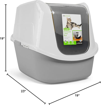 So Phresh Jumbo Enclosed Cat Litter Box Grey 23.4" L X 19.3" W X 18.5" H