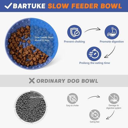 Dog Lick Bowl, Slow Feeder Dog Bowl Licking Mat for Small to Large Dogs, BPA-Free Non-Slip Silicone Slow Feeder Treat Dispenser for Anxiety Relief, Freezer & Dishwasher Safe (Blue, 8.3"×2.6")