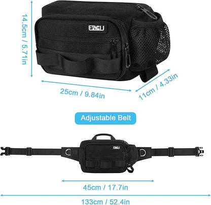 ETACCU Hands Free Dog Leash with Zipper Pouch, Waist Belt for Large Medium Dogs for Running, Walking, Jogging and Hiking, Dual Padded Handles and Durable Bungee - Black (1 Dog Black)