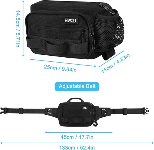 ETACCU Hands Free Dog Leash with Zipper Pouch, Waist Belt for Large Medium Dogs for Running, Walking, Jogging and Hiking, Dual Padded Handles and Durable Bungee - Black (1 Dog Black)
