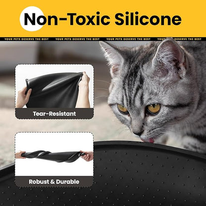 Dog Food Mat,Raised Edges Pet Food Mats for Spill Containment,BPA-Free Silicone Cat Dog Feeding Mat for Floor Waterproof,Rubber Pet Placemats for Food and Water Bowls 1/2 Inch