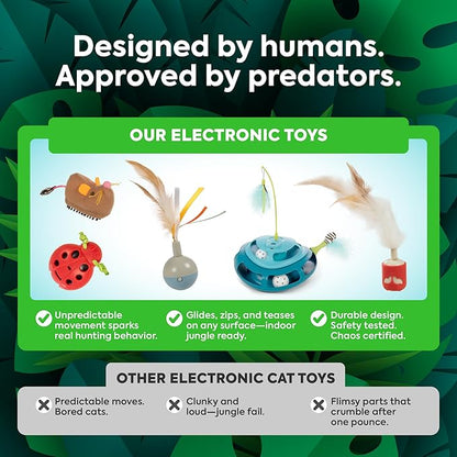 SmartyKat Hidden Hijinks Toy for Indoor Cats & Kittens, Electronic Interactive Motion Toy, Featuring Teaser Wand, Plus Replaceable Batteries Included