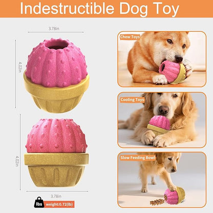 Interactive Dog Toys to Keep Them Busy, Frozen Treat Dog Enrichment Ball Toy for Aggressive Chewers, Puzzle Feeder Toy, Easy-to-Clean, Low-Mess Design for Medium & Large Dogs