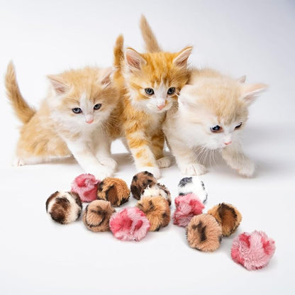 Nicunom 30 Pcs Cat Pom Pom Balls, 2" Faux Fur Pom Poms Catnip Furry Cat Toys Balls Fuzzy Large Soft Cat Plush Ball for Kitten Pet Interactive Chasing Playing Exercising (Leopard Style)