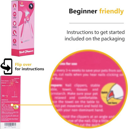 Professional-Grade Nail Clippers for Dogs Nail Trimmer with Safety Guard and Nail File - Nail Clippers for Large Dogs - Dog Nail Clipper Toenail Clippers (Pink, Medium-Large (LED))