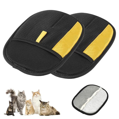 Pet Hair Removal Glove,Efficient Grooming Gloves for Cats & Dogs,Electrostatic Pet Hair Remover for Bed Sheets Couch Clothes Carpet Car Seat,Reusable Washable Hair Remover Gloves (Black/2pcs)