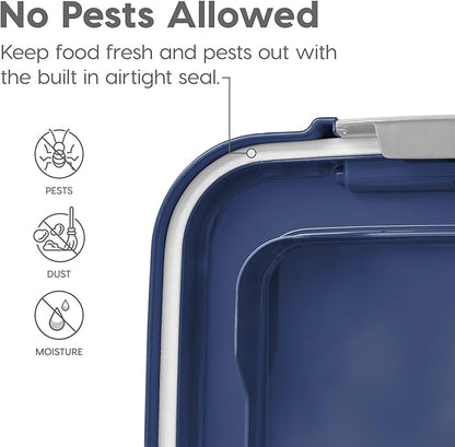 IRIS USA Dog Food Storage Container 30 lb + 11 lb, Stackable Combo Set, Airtight Pet Food Storage Bins with Wheels for Dog Cat Bird Chicken Food, BPA Free, Made in USA, Navy