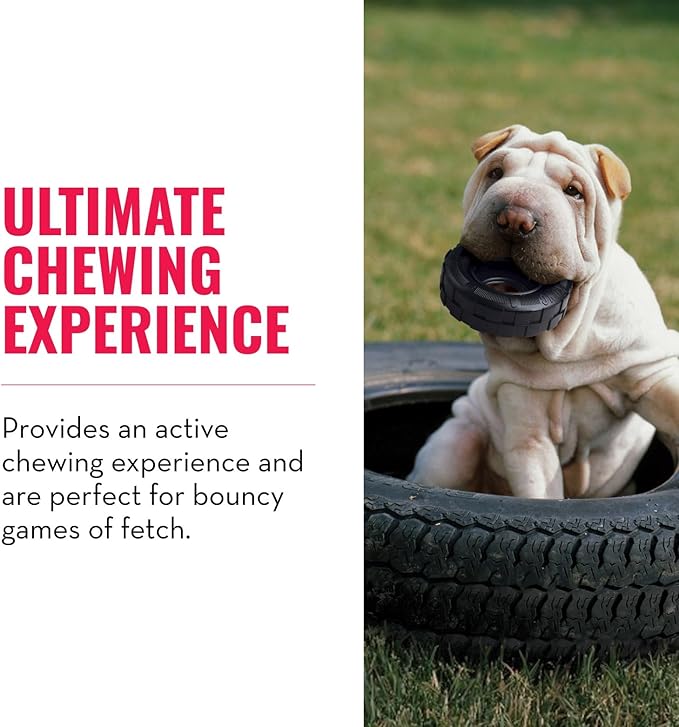 KONG Extreme Tires - KONG's Most Durable Natural Rubber Chew & Fetch Toy - Treat Dispenser Dog Tire Toy - Pet Supplies for Outdoor & Indoor Play - For Medium/Large Dogs