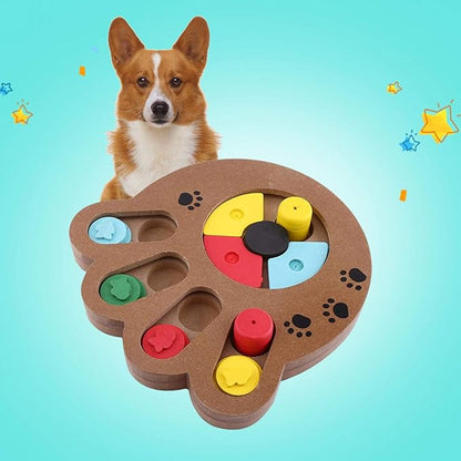 Dog Puzzle Toy, Wooden Dog Food Treat Toys Dog Puzzle Feeder Interactive Dog Training Toys for Dog Iq Training Slow Feeding and Mentally Stimulating(Paw Print Type)