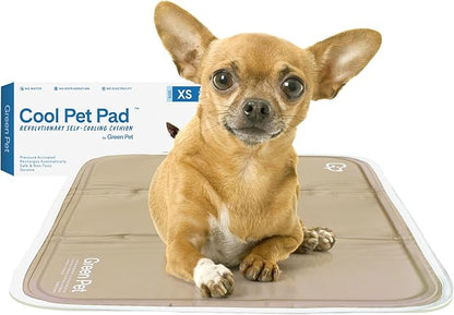 The Green Pet Shop Cool Pet Pad - Extra Small, Latte- Self-Cooling, Pressure Activated Mat for Dogs & Cats from 0-8 lbs - Non-Toxic Gel, No Water Needed