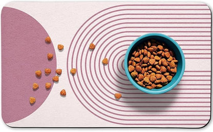 Dog Food Mats,Cat Absorbent Water Bowl Feeding Mats Pet Placemats for Food and Water Pink Bohemia 12 * 20 inch