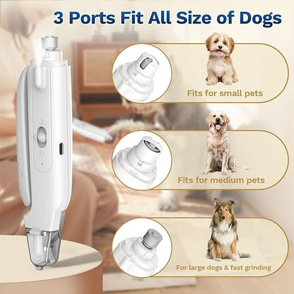 2-in-1 Dog & Cat Nail Clipper with Grinder - Dual Highlight LED Reduce Over-Trimming, Long Battery Cordless USB-C Rechargeable, Safety Lock & Catcher Cap, Quiet Home Grooming for Small Large Pets