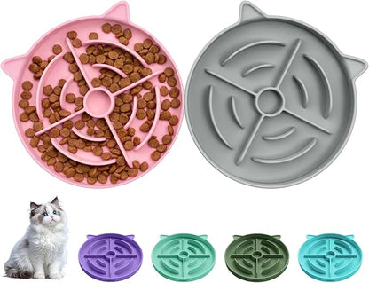 2 Pcs Silicone Slow Feeder Cat Bowl, Cat Slow Feeder for Food Training, Interactive Puzzle Bowls for Puppy, Kitten Dishes to Prevent Overeating, Treat Toys Suitable for Dry and Wet Food