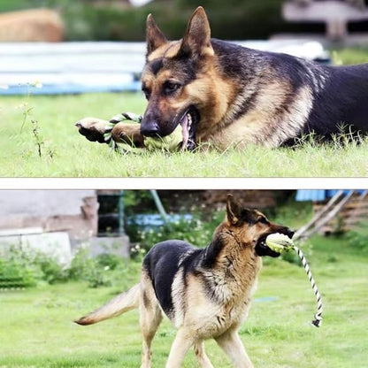 Large Knot Ball Dog Toy, Rubber Ball with Rope, Durable Interactive Fetch and Tug, Dental Cleaning, for Large to Extra Large Dogs