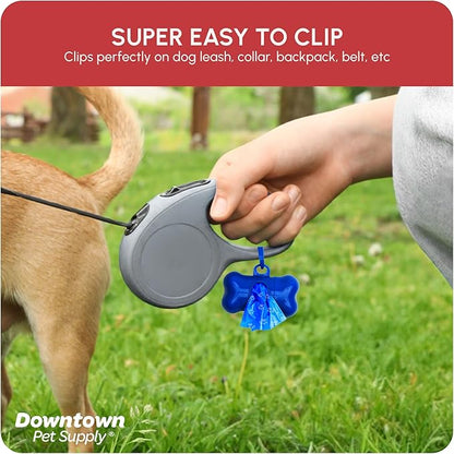 Downtown Pet Supply Poop Bags for Dogs with Dispenser, 960 Count - Leak-Proof Dog Waste Bags and Bone-Shaped Dog Poop Bags Holder for Leash - Rainbow with Paw Prints, 12.5" x 8.5"