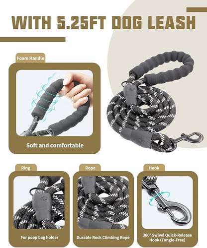 AUROTH Dog Harness and Leash Set, Soft Padded Service Dog Vest with 5.25FT Dog Leash, No Choke, Easy On Pet Vest, Adjustable Reflective No Pull Dog Harness for Large Dogs, Easy Walking and Training