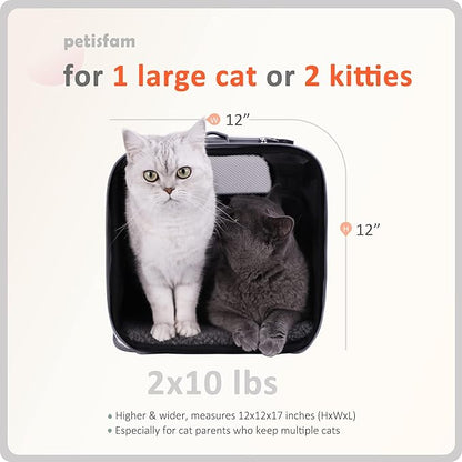 You've got This Cat Carrier with Privacy Flaps for Nervous Fur-Kids. Top-Load Quick-in. 360° Airy Mesh Windows Let Cats See You & Reduce Travel Anxiety. Rip-Stop Fabric & Lockable Zips Hug Securely