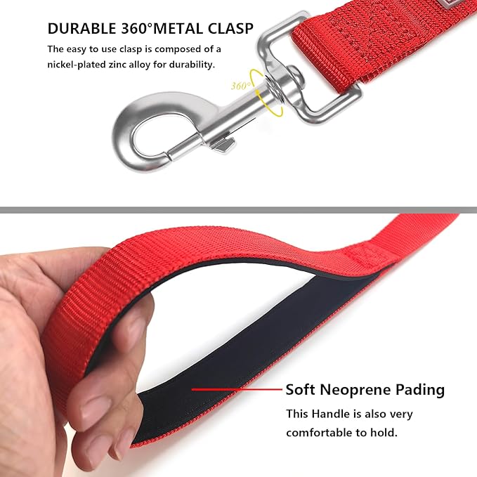 Basic Dog Leashes 6 FT Padded Handle Nylon Dogs Leashes for Small Dogs Red