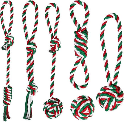 Pet Rope Toys (Small Christmas Colors 6pcs)