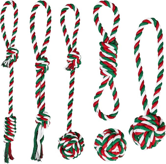 Pet Rope Toys (Small Christmas Colors 6pcs)