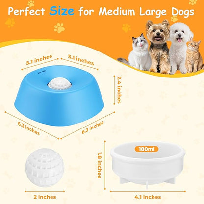 Dog Licking Toy, Slow Feeder Dog Bowls for Medium Large Breeds, Anti-Slip Dog Lick Bowl for 3/4 Cup Yogurt, Bone Broth, and Other Liquid Treat, Licking Bowl for Dietary Supplement (Blue)