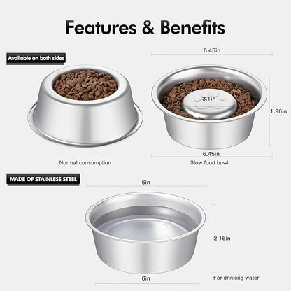Premium Stainless Steel Pet Bowls with Cute Paw Design, Non-Slip Dog & Cat Food Water Bowls, Durable & Easy-to-Clean Feeding Dishes for Small/Medium Pets, Set of 2 pet-Bowls, Raised-pet-Bowls