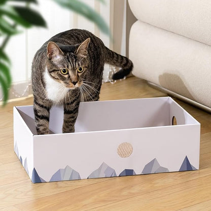 Cat Scratcher Box with 3-Layer Corrugated Pad, Heavy-Duty Double-Sided Cardboard Scratching Board & Bed, Checkered Design, for Cats,Jumbo