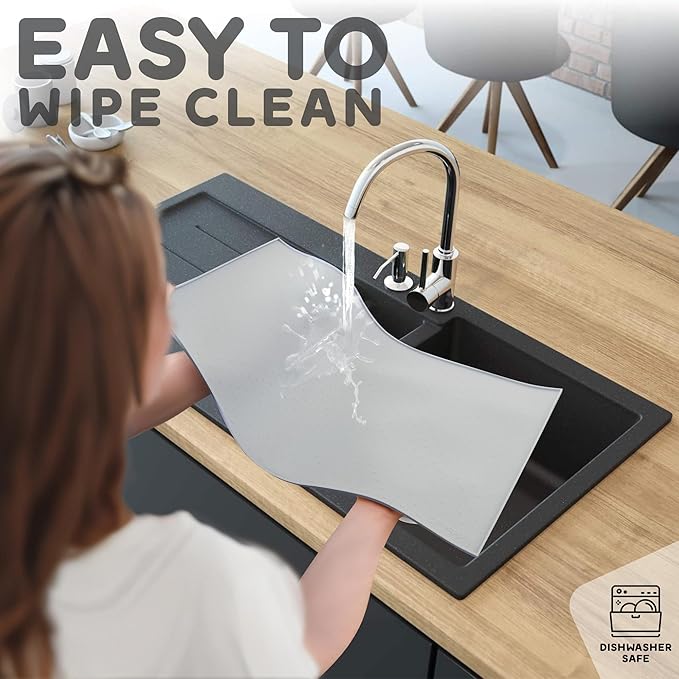 Dog Food Mat - 24x15 Raised Edges Dogs Mat for Food and Water Prevent Spill, Waterproof Cat Food Mats Protect Floors, Easy Clean Dog Bowl Mats for Food and Water, Silicone Pet Feeding Placemats Mist