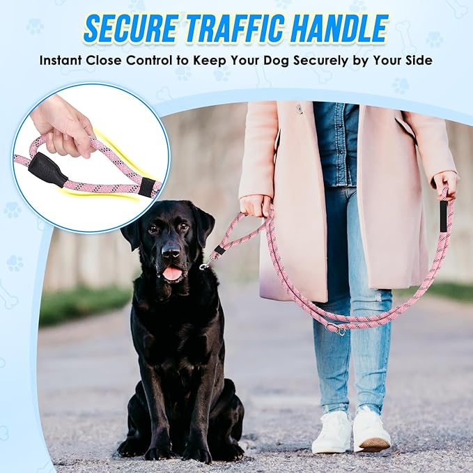 Lukovee Hands Free Dog Leash, 10FT Adjustable Training Lead 1/2 Inch Nylon Heavy Duty Lead No Pull for Large Medium Dogs, Tangle Free Reflective Waist-Leash for Walking Running, (PI, Plus Handle)