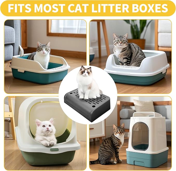 Cat Ramp for Litter Robot, Self Cleaning Cat Litter Box Step with Storage Cat Litter Slide for Cats Step Stool with Filter Function Litter Catcher Tray for Automatic Litter Box 11.8x8.7x3.9In(Black)