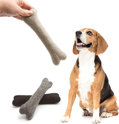Glaciart One Felted Wool Dog Chew Bone (3 Pcs)| Durable Dog Chew Toy, Puppy Chew Toys for Teething & Dog Teeth Cleaning | Pet Toys Fetch Games & for Anxiety/Boredom | Great for Small or Medium