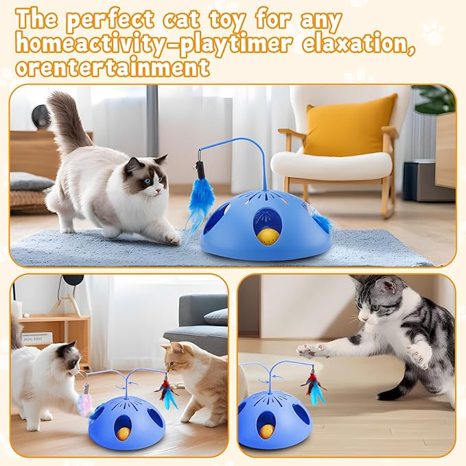 Cat Toys for Indoor Cats Interactive Cats Toy Kitten feathertoy; Trackball, Cat Tunnel Kitty Toys for Multi-cat Family