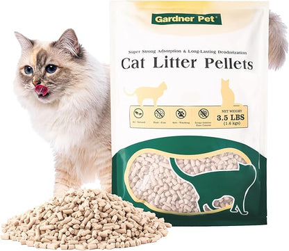 Gardner Pet Cat Litter Pellets Work in Double-Layer Litter Boxes Natural Mineral Formula with Odor Control, Low Dust & Low Tracking, Non-Clumping Cat Litter, Lightweight & Safe(3.5LBS)