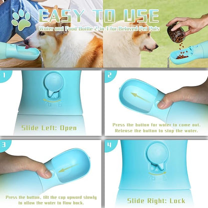 Travel Dog Water Bottles, Portable Dog Essentials for Outdoor, Trendy Pet Accessories for Small Medium Large Dogs, Food Grade Dog Water Bowl Dispenser, Gifts for Dogs (19Oz, Blue&Green)