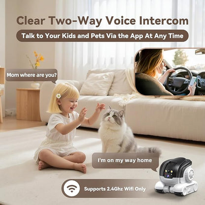 AEZ Robot Camera on Wheels 1080P Dual Lens,Security Indoor Camera with 2-Way Talk,Blinky Bot with Night Vision, Distance Bot 5200mAh Battery & App Control for Cats/Dogs/Baby/Elderly (SD/Cloud Storage)