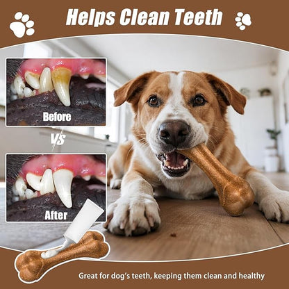 SCHITEC Dog Bone Chew Toys for Medium & Large Dogs, Beef Flavor Teething Toy, Durable Dog Toys for Aggressive Chewers, Teeth Cleaning, 5Pcs