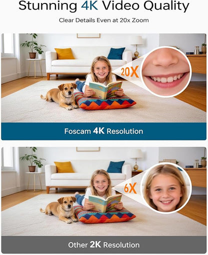 FOSCAM 4K Indoor Camera, Full Space Sense WiFi Camera with 360° Radar Auto-Tracking Baby & Pet Camera - No-Blind-Spot View, One Touch Call, Human/Motion/Sound Detection, Compatible with Alexa (Black)
