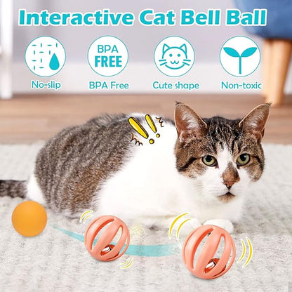 UPSKY Cat Toy Roller 4-Level Turntable Cat Toy Balls with Three Colorful Balls and Bell Ball X Turntable Interactive Kitten Fun Mental Physical Exercise Puzzle Toys