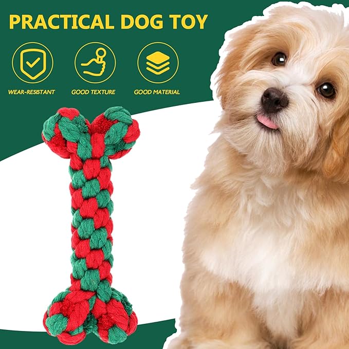 Dog Chew Bone Shaped Cotton Rope Interactive Molar Chewing 15cm for Pet Dogs Teeth Cleaning and Tug Play