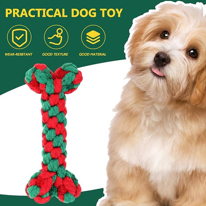 Dog Chew Bone Shaped Cotton Rope Interactive Molar Chewing 15cm for Pet Dogs Teeth Cleaning and Tug Play