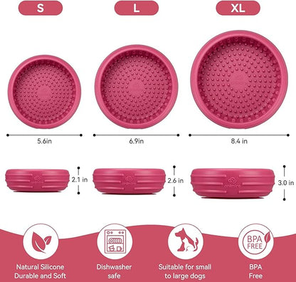 Dog Lick Bowl, Animire Freeze Lick Mat for Dogs, Non-Slip Slow Feeder Licking Bowl Enrichment Treat for Distraction Anxiety Relief, Food Grade Silicone, Dishwasher Safe(Rose,S)