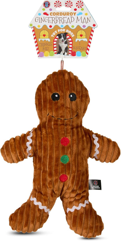 Bow Wow Pet Holiday Plush Gingerbread Man Squeaky Dog Toy, Large