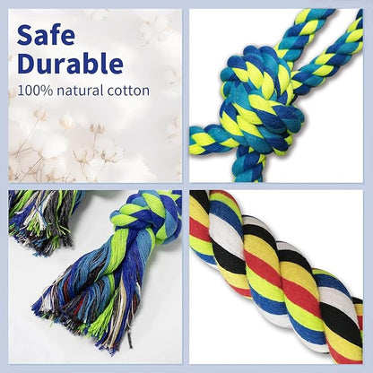 2 Pack Dog Rope Toys for Large Medium Aggressive Chewers, Nearly Indestructible Dog Toy for Tug of War, Interactive Toy for Boredom, 100% Cotton Chew Teeth Cleaning