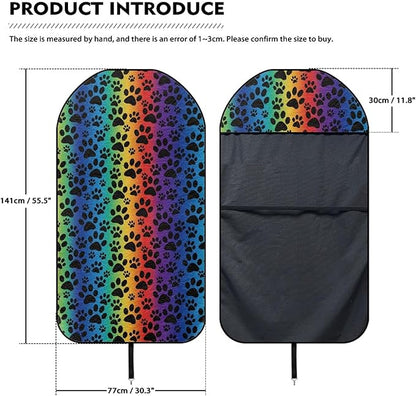 Coldinair Rainbow Dog Paws Print Towel Beach Car Seat Cover Non-Slip Bucket Front Seats Protector,Universal Fit Waterproof and Stain Resistant for Cars,SUVs,Trucks