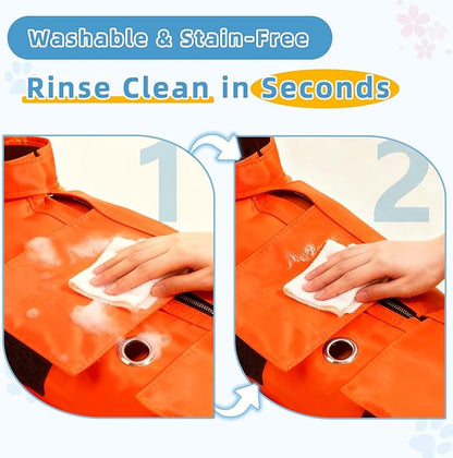 Waterproof Cat Grooming Restraint Bag - Anti-Scratching for Claw Care & Nail Trimming, Ideal for Cat Medical Examination (Orange, M)