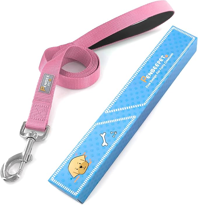 Basic Dog Leashes 6 FT Padded Handle Nylon Dogs Leashes for Large Dogs Pink