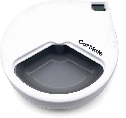 Cat Mate C300 Automatic 3 Meal Pet Feeder with Digital Timer (366) - for Cats or Small Dogs, for Wet and Dry Pet Food, Meals up to 0.73 lb Each, White