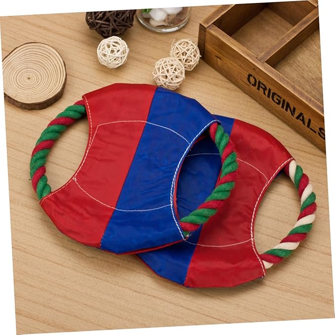Angoily Dog Flying Disc Dog Training Toy Interactive Rope Canvas Lightweight Outdoor Random Color
