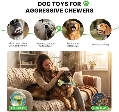 Knot Rope Dog Bone Toy - Glow in The Dark Interactive Dog Chew Toy, Pet Teeth Cleaning Dental Toy for Small, Medium, and Large Dogs - Durable Material, 8.6 inches