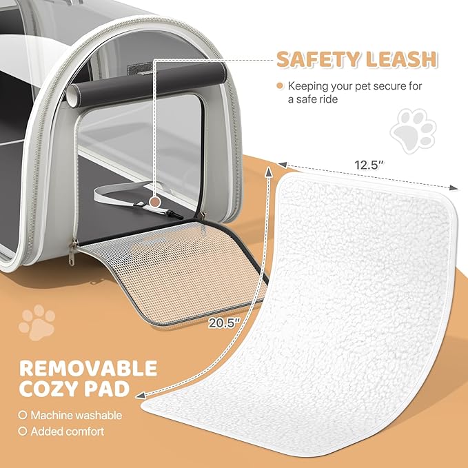 Magshion Dog Stroller with Detachable Carrier, Clear PC Dome Pet Stroller for Small & Medium Dogs & Cats up to 33 lbs, Lightweight Foldable Pet Cart, PU Wheels, Storage Basket & Cup Holder